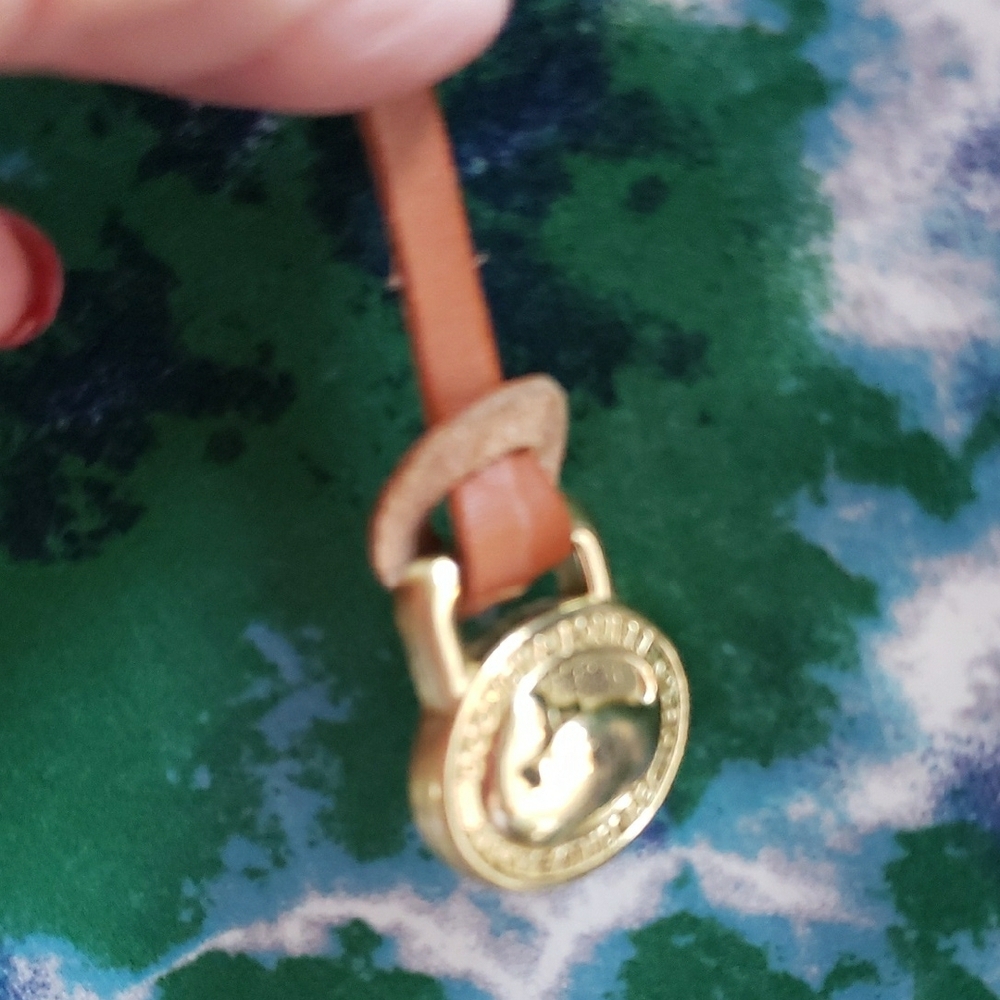 Dooney & Bourke Key Fob British Tan Leather Bag Accessory Vintage - Picture 4 of 5